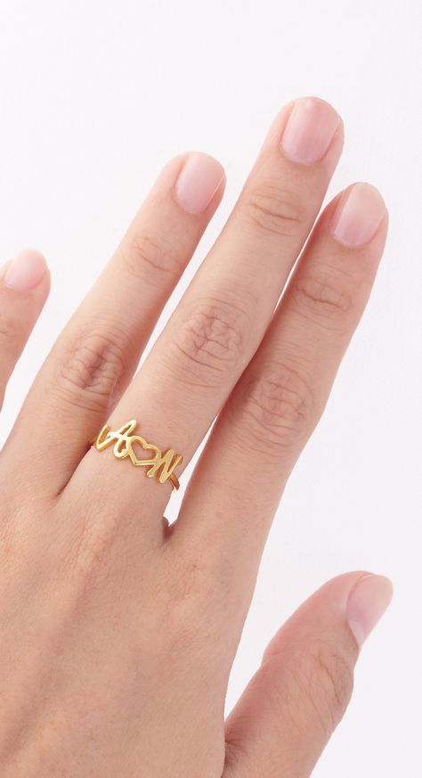 Double Initials Ring With Heart | Initial Ring, Gold Jewelry Fashion, Gold  Earrings Designs Throughout Love Letters Diamond Letter Rings (View 24 of 25)