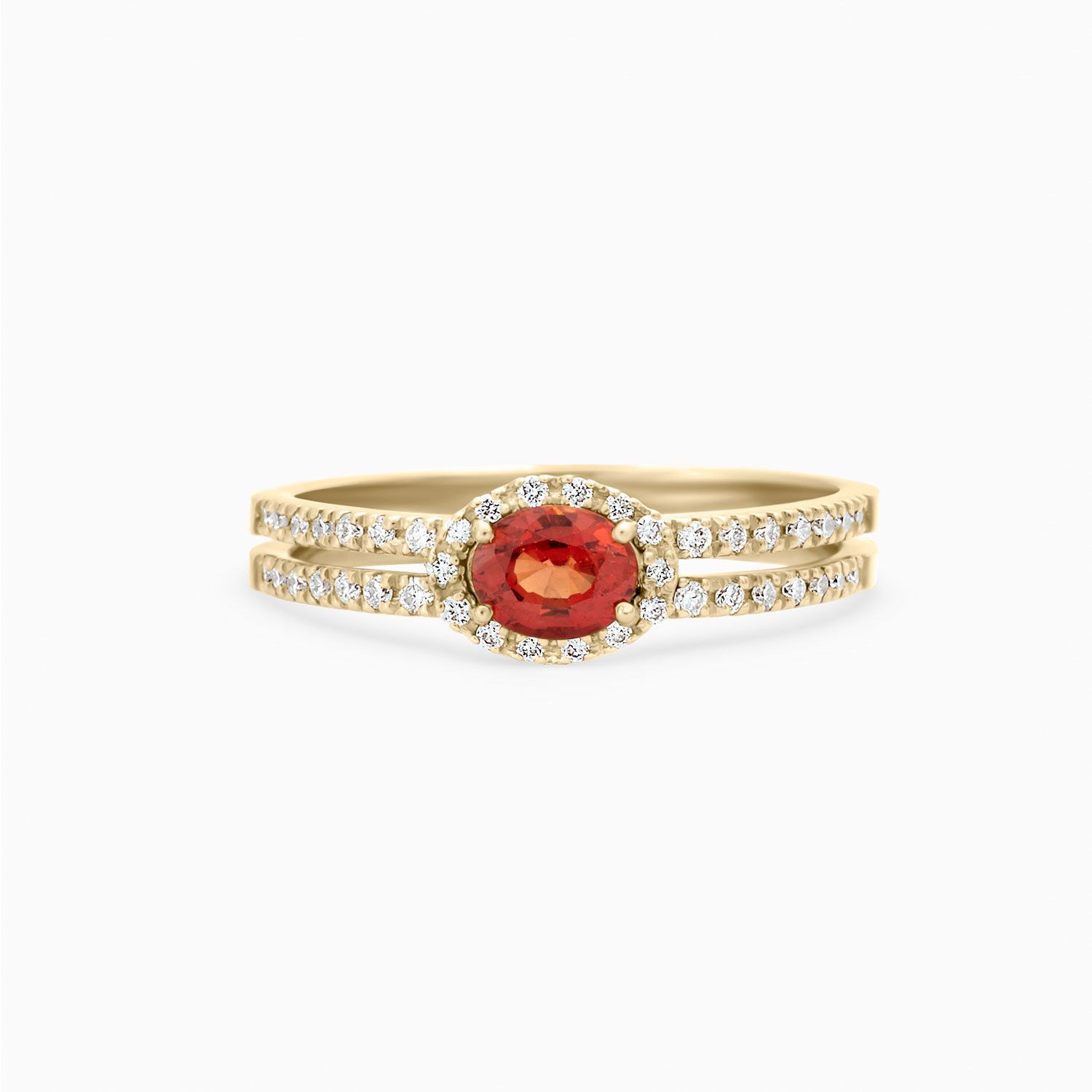 East West Oval Orange Sapphire Ring – Maidor In East West Oval Orange Sapphire Rings (View 1 of 25)