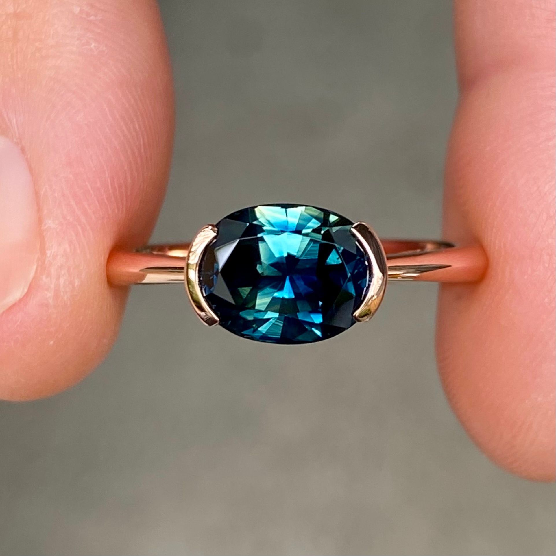 East West Oval Parti Sapphire Ring | Rose Gold Teal Sapphire Oval Eng… |  Diamond Sapphire Engagement Ring, Engagement Rings Sydney, Colored Gemstone Engagement  Ring Within East West Oval Sapphire Rings (View 1 of 25)