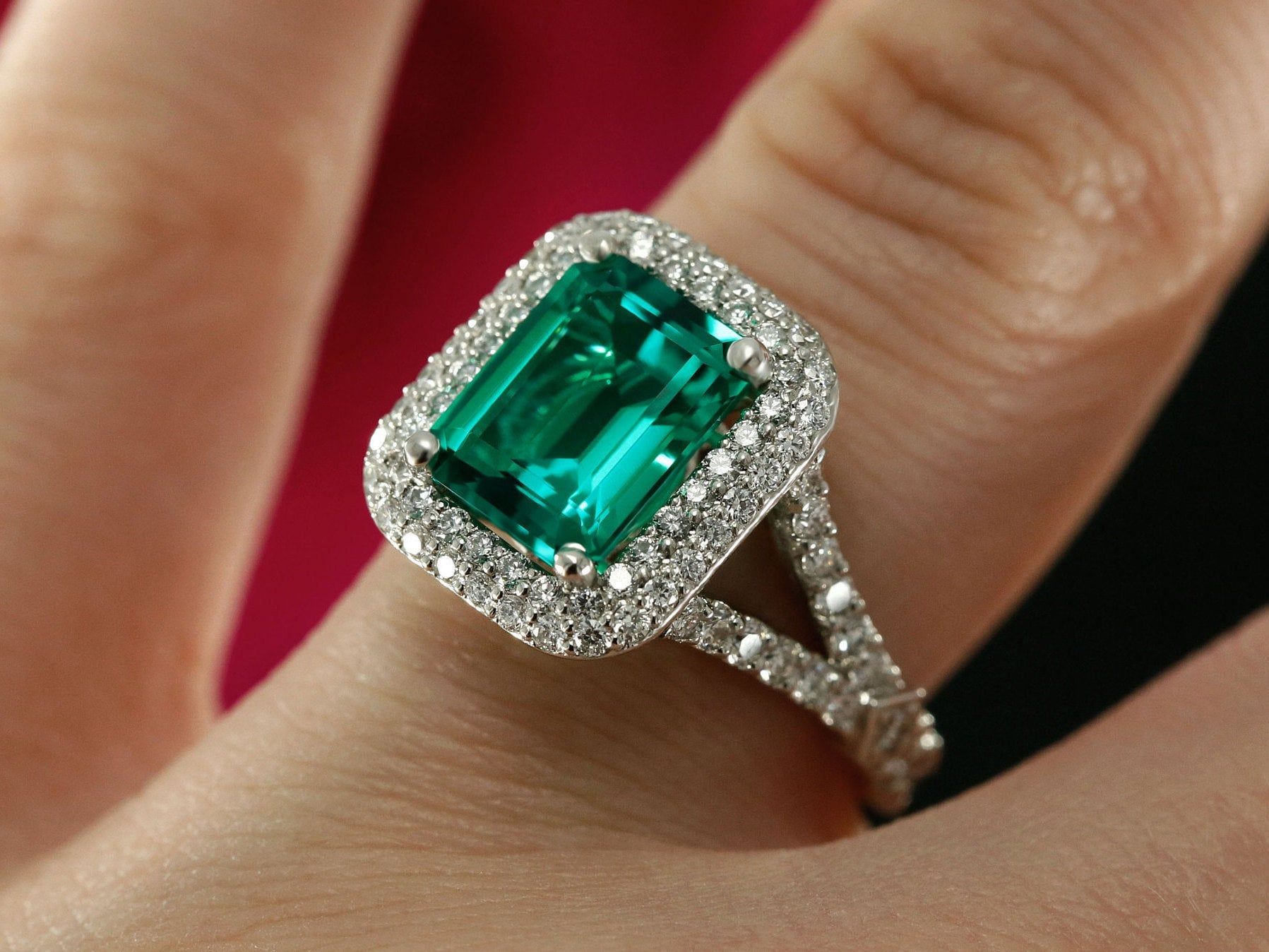 Emerald Engagement Rings. Chatham Emerald And Diamond Ring (View 4 of 25)