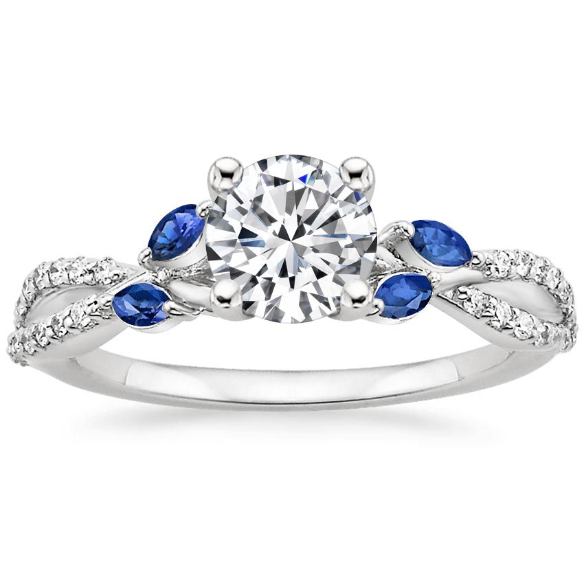 Engagement Ring With Sapphires | Willow | Brilliant Earth For Marquise Sapphire Thin Beaded Stack Rings (View 16 of 25)