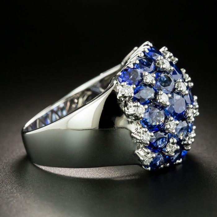 Estate Sapphire And Diamond Dome Ring Intended For Sapphire And Diamond Dome Halo Rings (View 5 of 25)