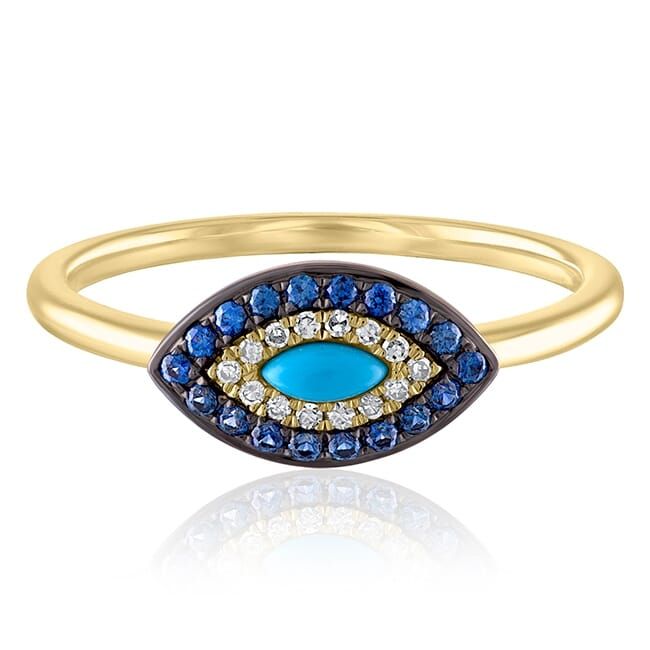 Evil Eye Sapphire Ring | Lauren B Jewelry Within Evil Eye Sapphire And Diamond Rings (View 4 of 25)