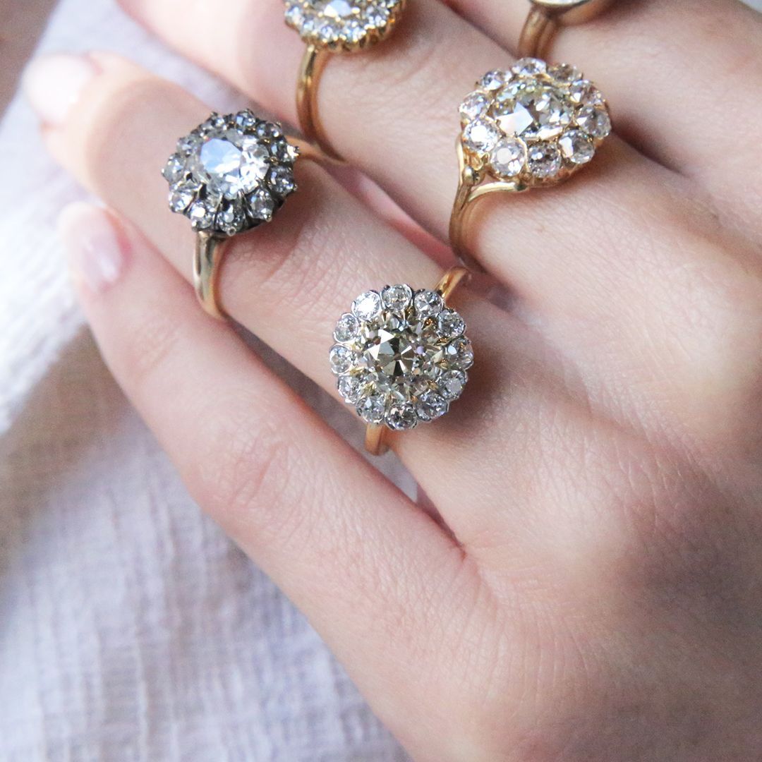 Fabulous Vintage Diamond Cluster Rings At Trumpet & Horn | Vintage Cluster  Ring, Antique Engagement Rings, Cluster Engagement Ring Inside Diamond Cluster Rings (View 21 of 25)