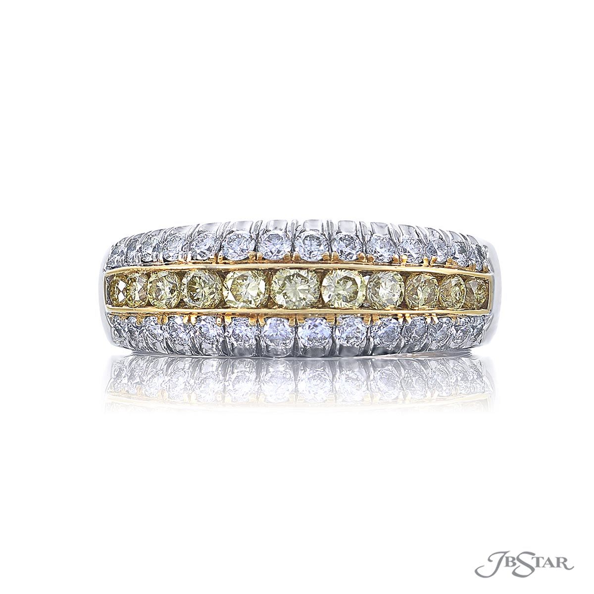Fancy Yellow Round Channel Set Diamond Wedding Ring Micro Pave – Jb Star Within Starry Yellow Diamond Dome Rings (View 9 of 25)