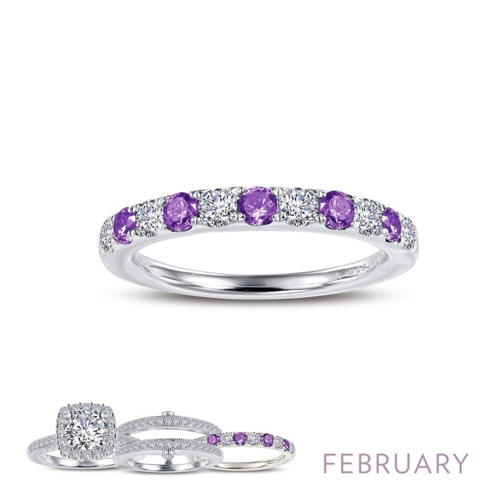 February – Amethyst Half Eternity Band Is Set With Simulated Diamonds And  Simulated Amethsyts In Sterling Silver Bonded With Platinum – Diamond &  Design Within Amethyst Semi Eternity Rings (View 4 of 25)