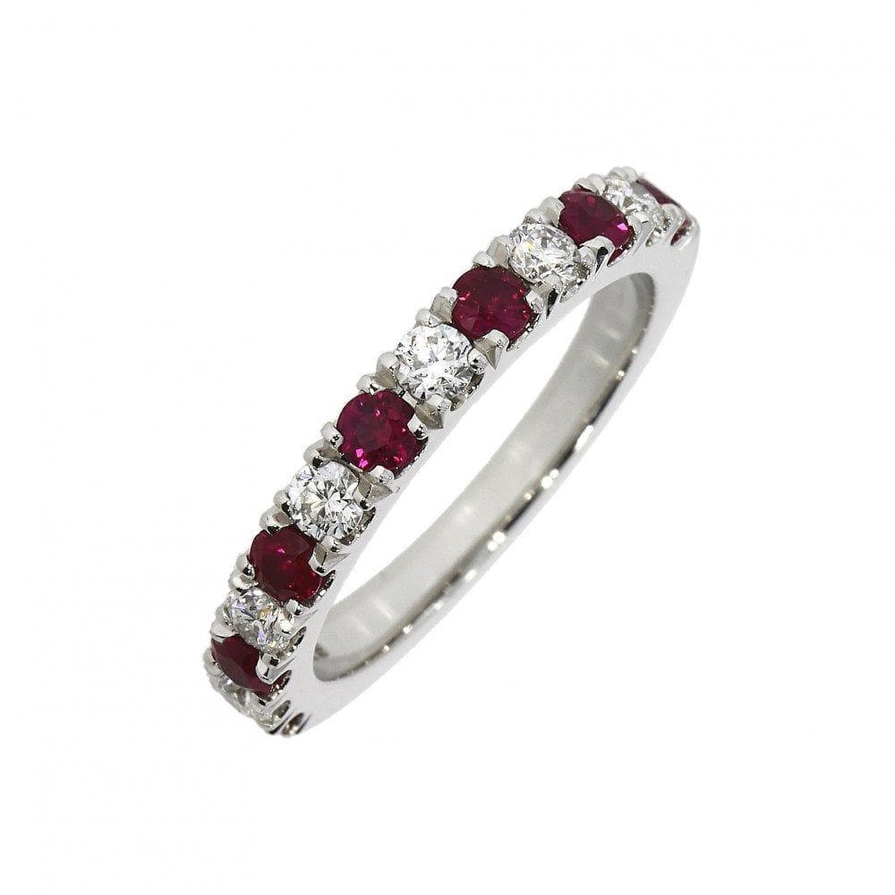 Feu Diamonds Platinum Ruby And Diamond Eternity Ring – Ladies From Goodwins  Jewellers Uk Throughout Ruby Eternity Rings (View 22 of 25)