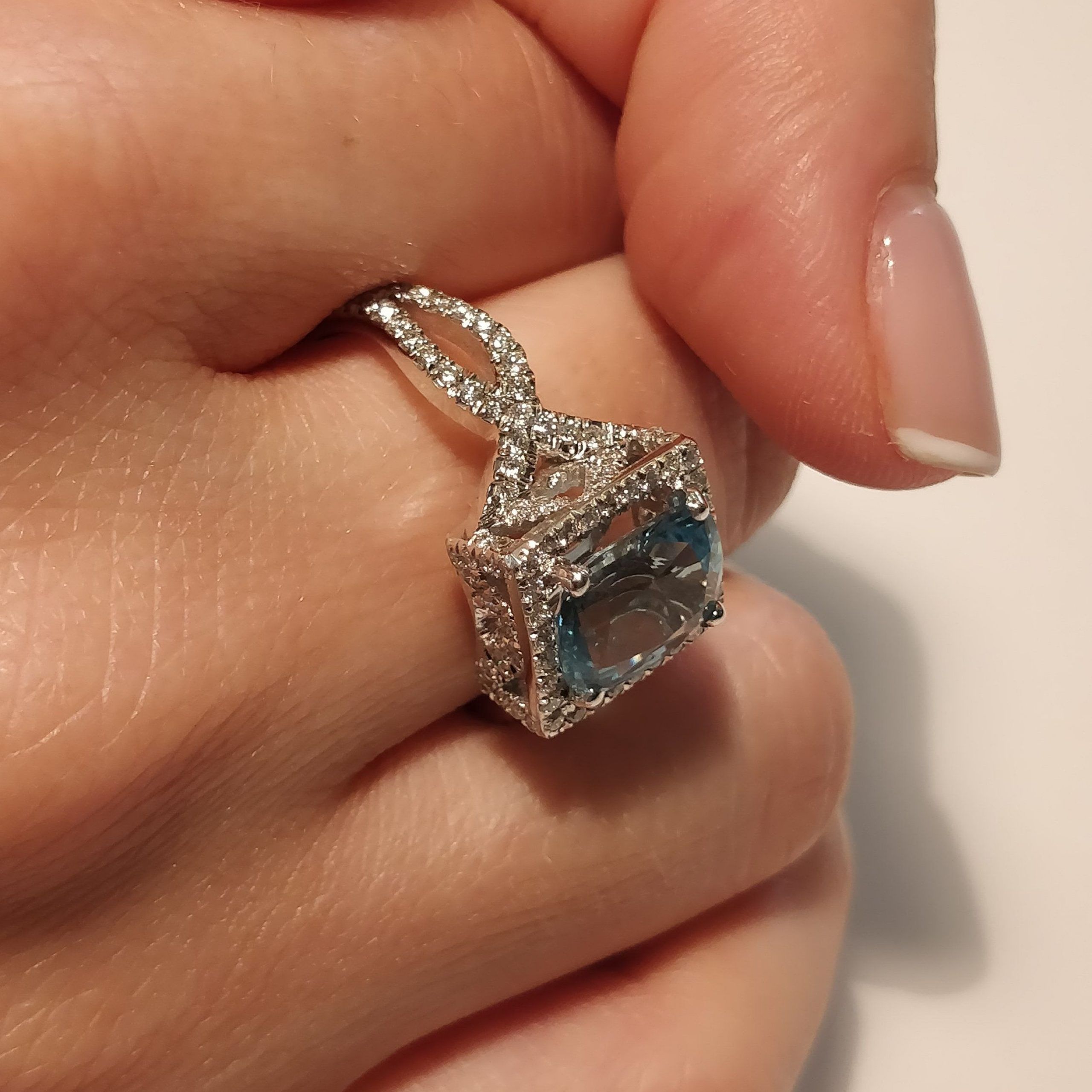 Fine Aquamarine Diamond Engagement Ring For Women  (View 24 of 25)