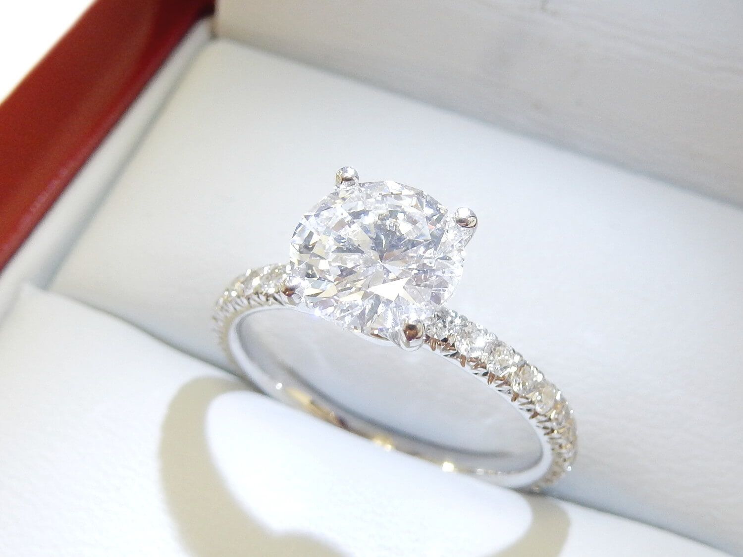 French Pave Petite Diamond Engagement Ring With  (View 15 of 25)