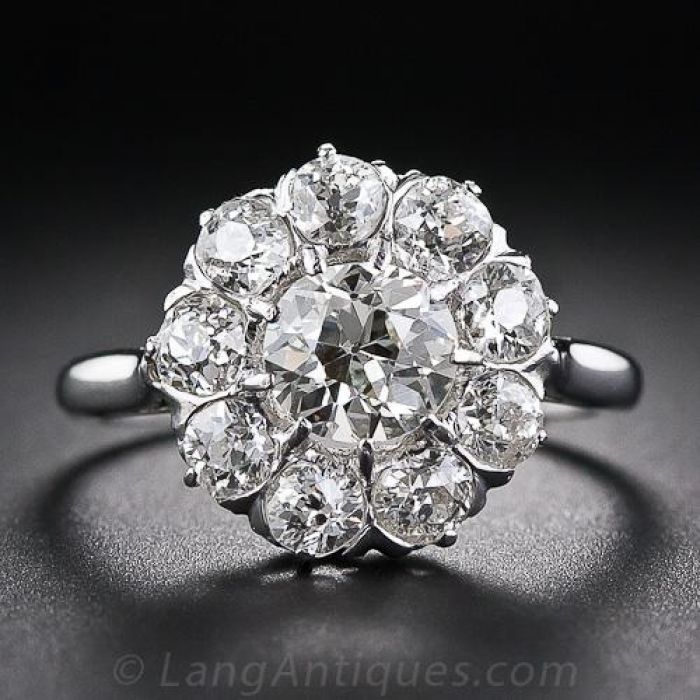 French Vintage Diamond Cluster Ring In Diamond Cluster Rings (View 5 of 25)