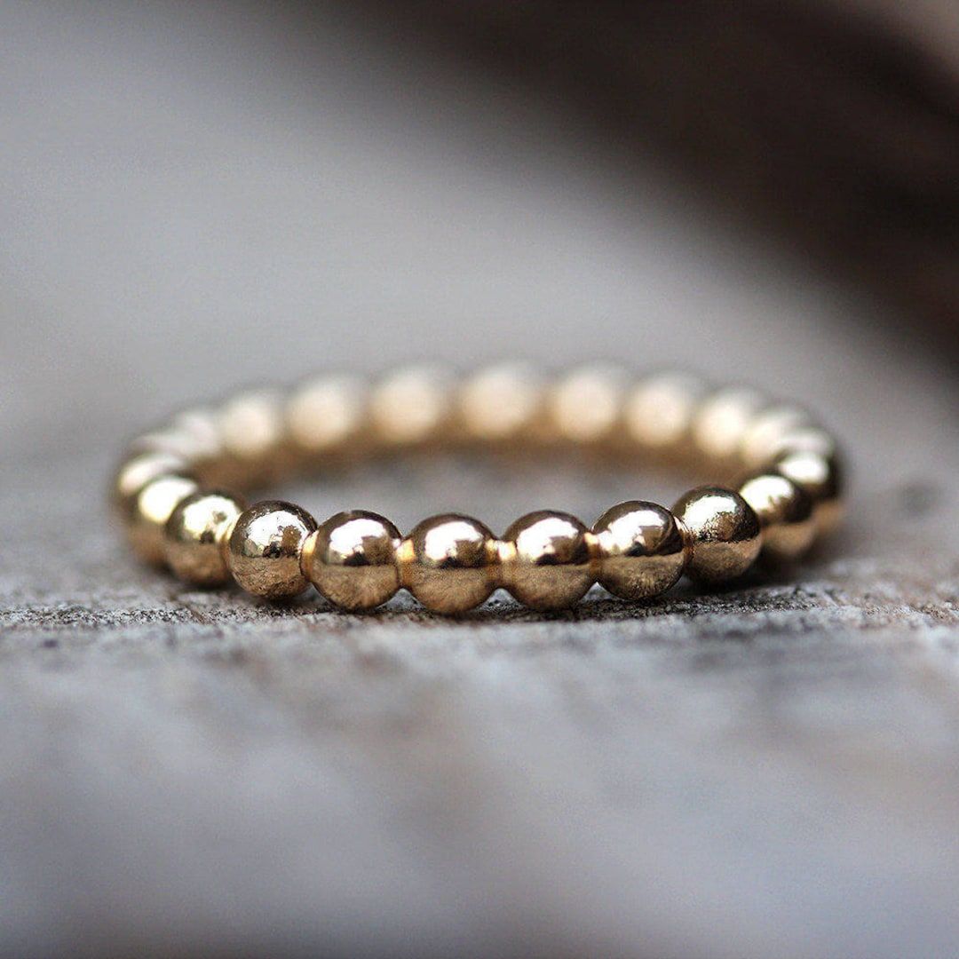 Gold Bubbles Wedding Band Gold Beads Wedding Ring Women – Etsy With Regard To Bubbles Gold Band Rings (View 10 of 25)