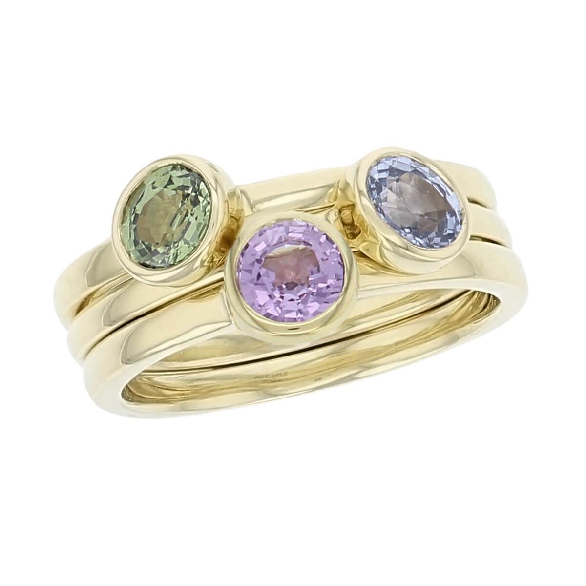 Green Sapphire 18ct Yellow Gold Stackable Ring – Faller Within Stackable Green Sapphire Rings (View 2 of 25)
