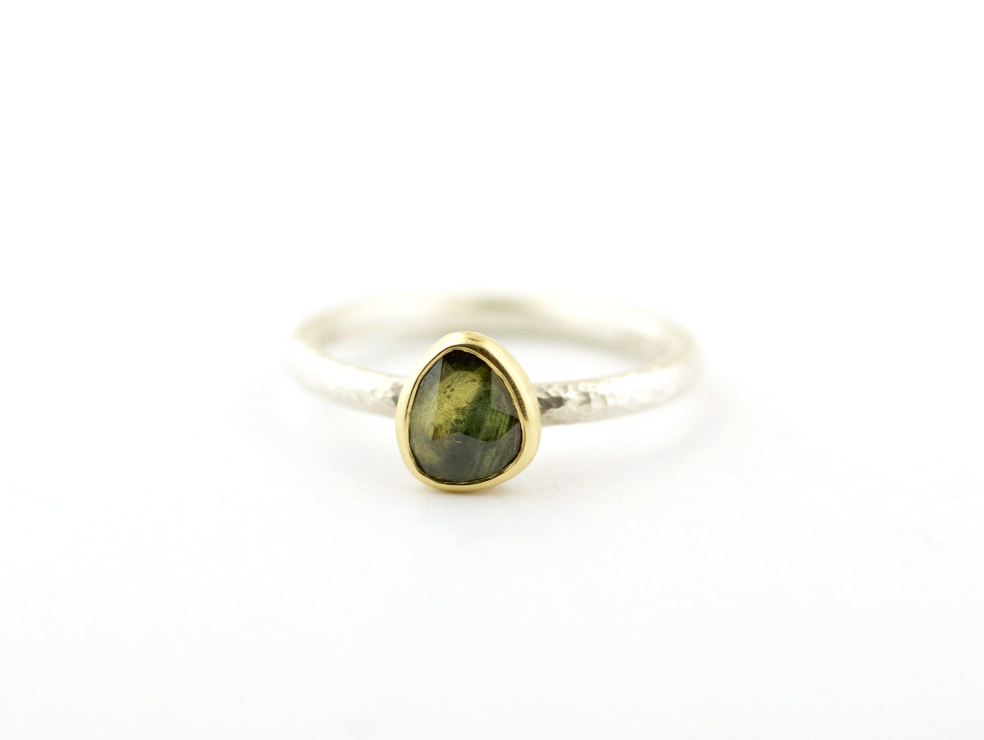 Green Sapphire Rose Cut Stacking Ring Inside Stackable Green Sapphire Rings (View 10 of 25)