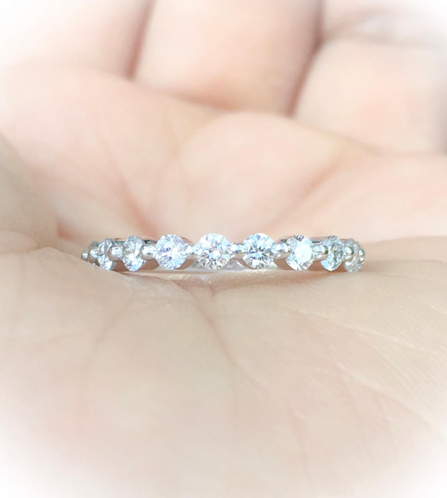 Half Eternity Floating Natural Diamond Bubble Ring  (View 15 of 25)