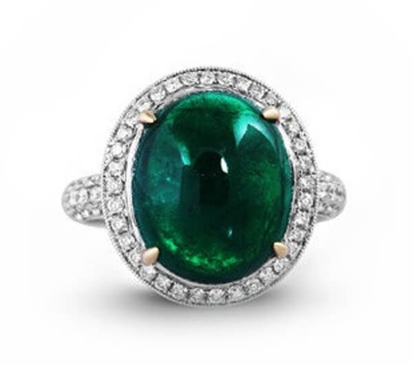 Halo Design Cabochon Natural Emerald And Diamond Ring Sydney | Germani  Jewellery In Emerald Cabochon Halo Rings (View 24 of 25)