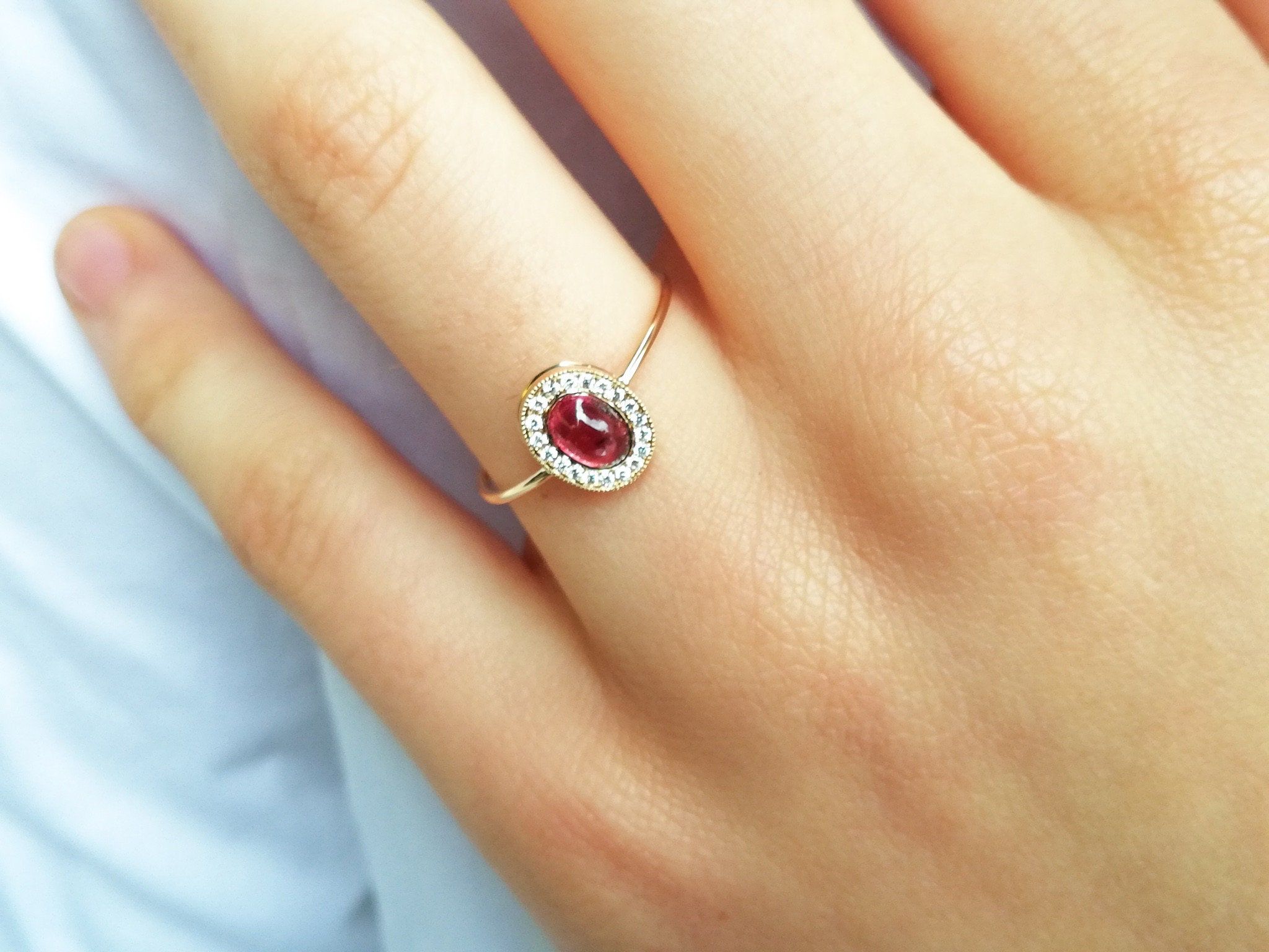 Halo Ruby Ring Beautiful Ruby And Diamond Engagement Ring – Etsy Inside Ruby Halo Rings (View 6 of 25)