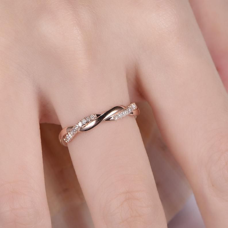 Infinity Ring Diamond Wedding Band Twist Design Solid 14k Rose – Etsy | Diamond  Wedding Bands, Infinity Diamond Ring, Pink Morganite Engagement Ring Inside Stackable Diamond Twist Band Rings (View 10 of 25)