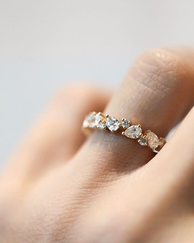 Large Pear Cluster Diamond Ring | Eternity Ring, Diamond Infinity Band, Eternity  Ring Diamond Inside Diamond Clusters Semi Eternity Rings (View 10 of 25)
