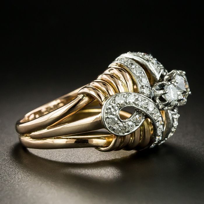 Late Art Deco Two Tone Diamond Dome Ring Intended For Starry Diamond Dome Rings (View 12 of 25)