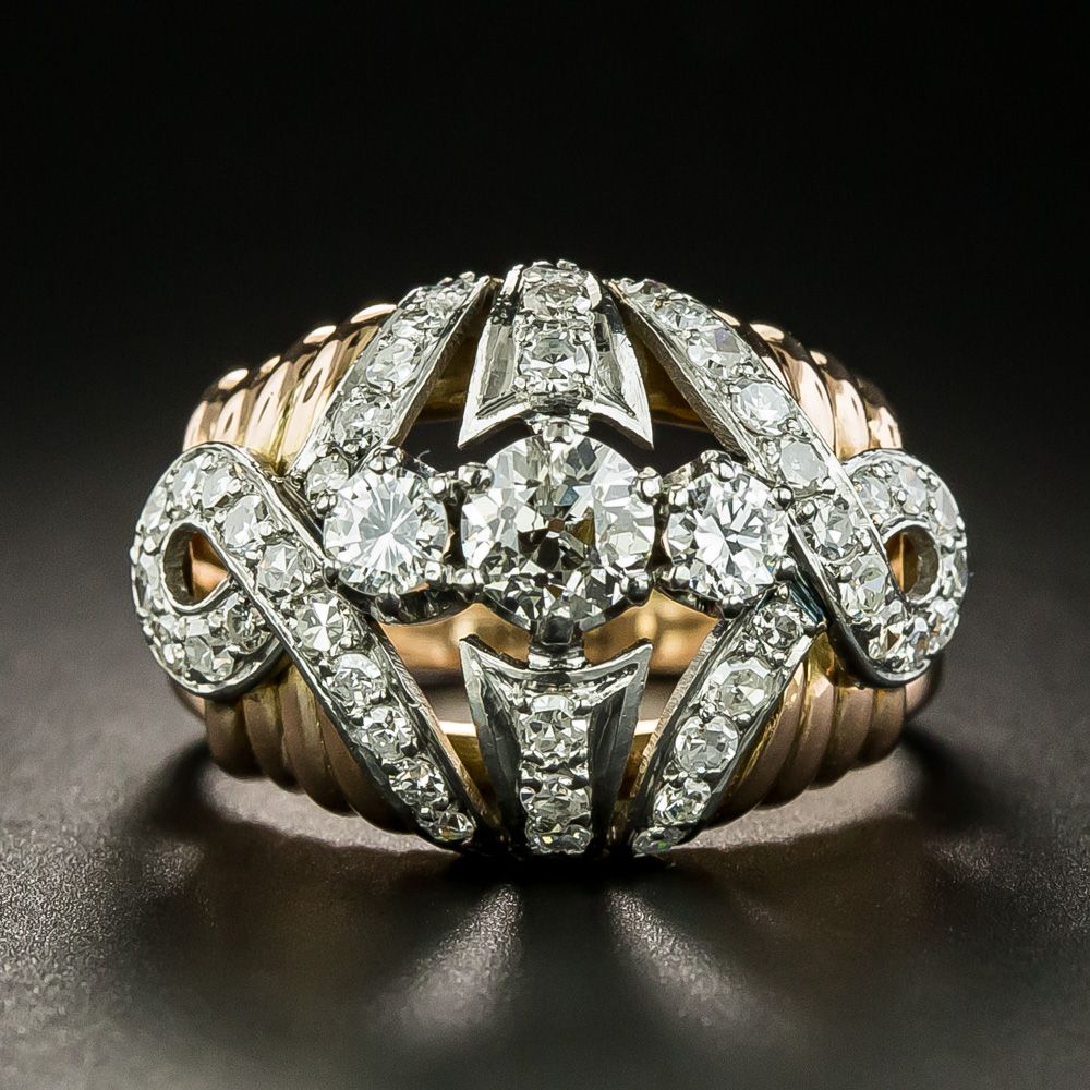 Late Art Deco Two Tone Diamond Dome Ring Intended For Starry Yellow Diamond Dome Rings (View 10 of 25)
