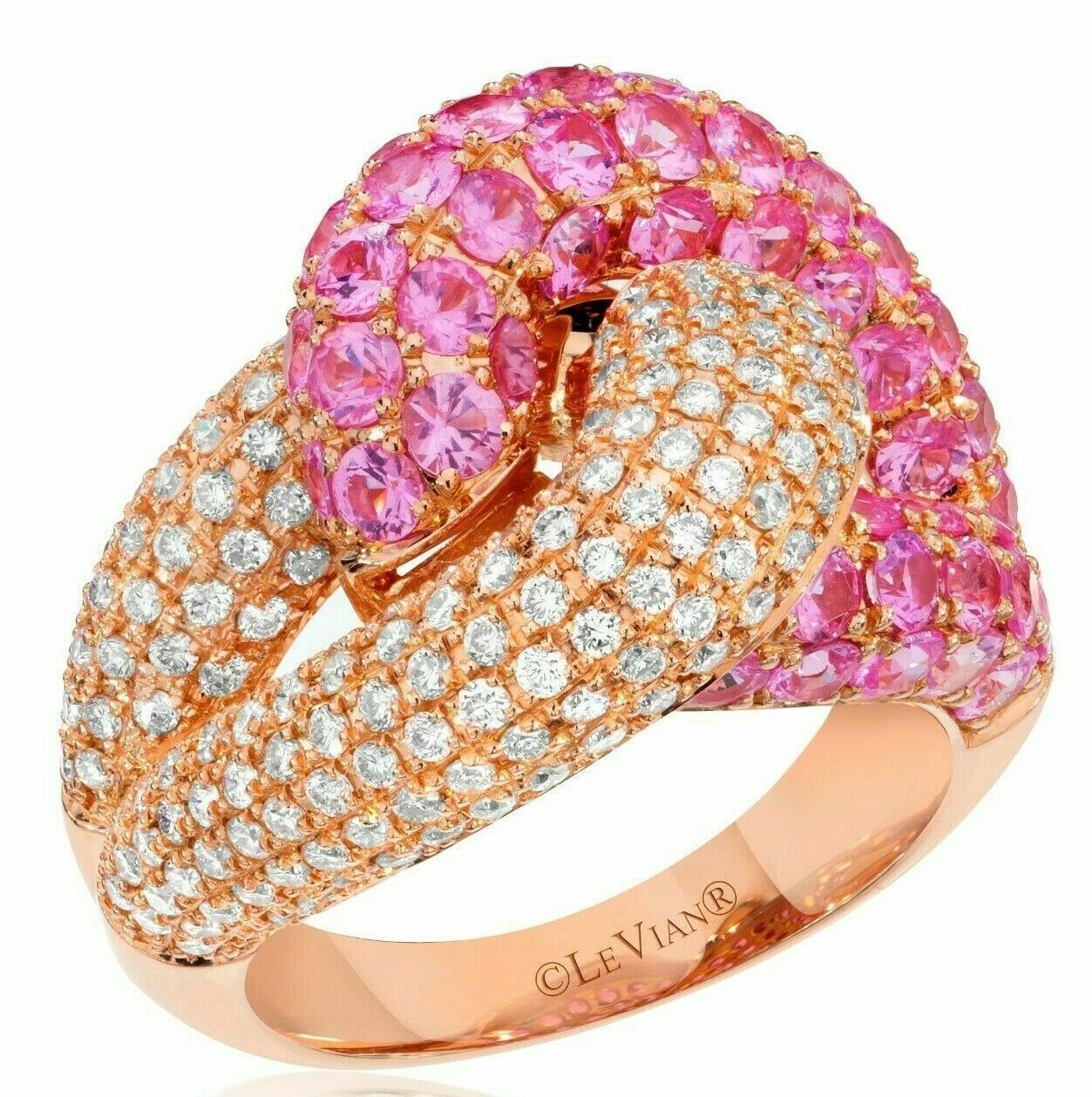 Levian 14k Rose Gold Pink Sapphire H I Vs2 Diamond  (View 12 of 25)
