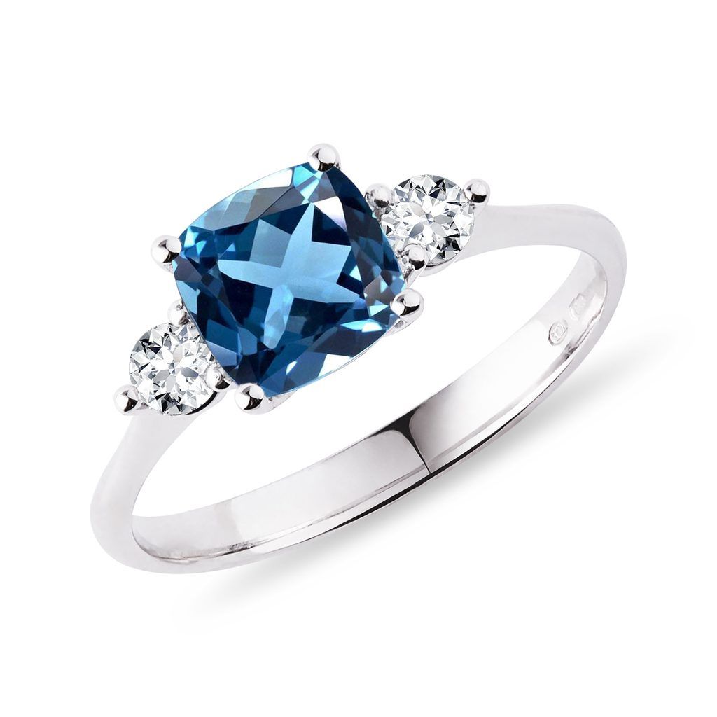 London Blue Topaz And Diamond Ring In White Gold | Klenota Inside Blue Topaz Rings (View 22 of 25)