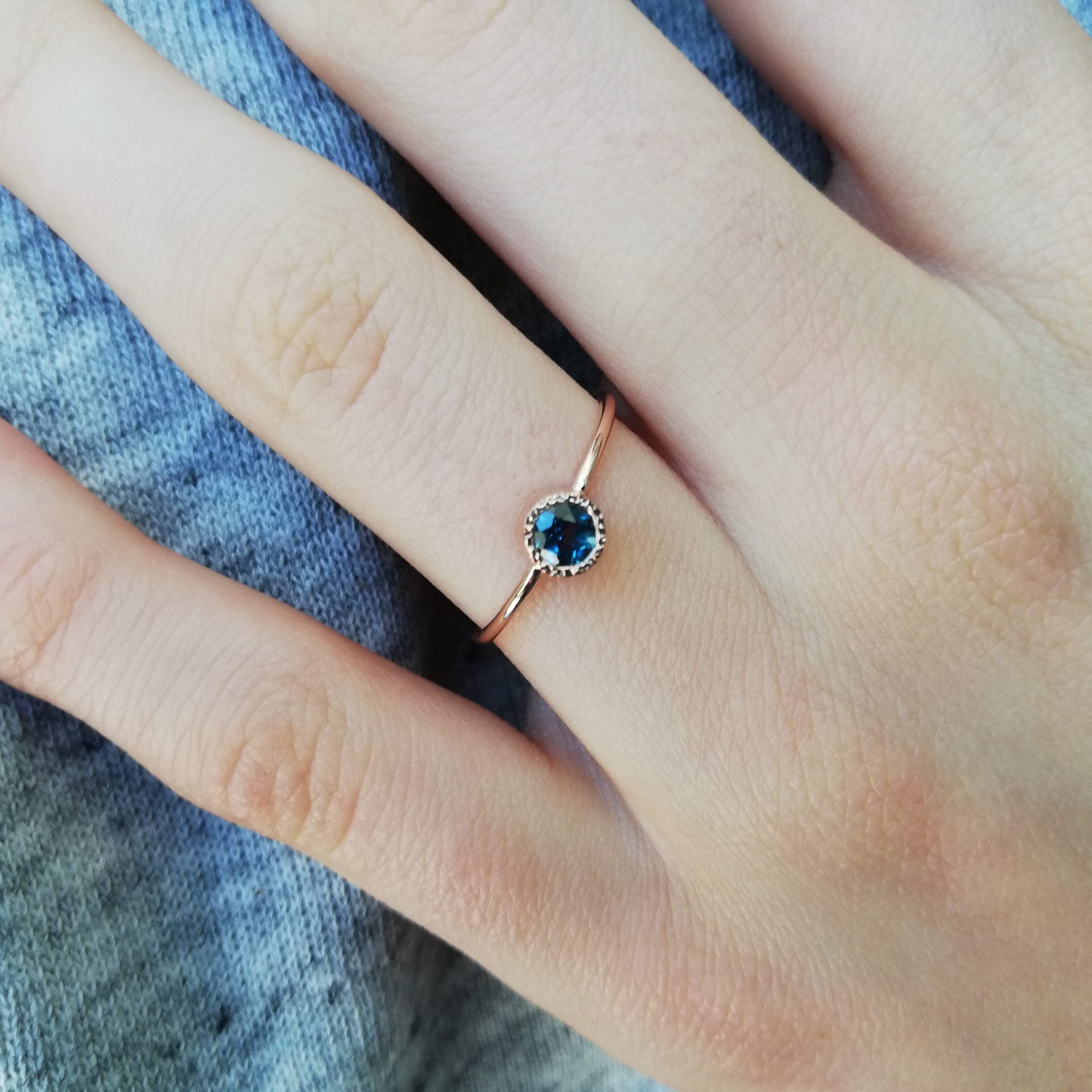 London Blue Topaz Engagement Ring, Gold Birthstone Ring, Handmade Ring Pertaining To Blue Topaz Rings With Braided Gold Band (View 9 of 25)