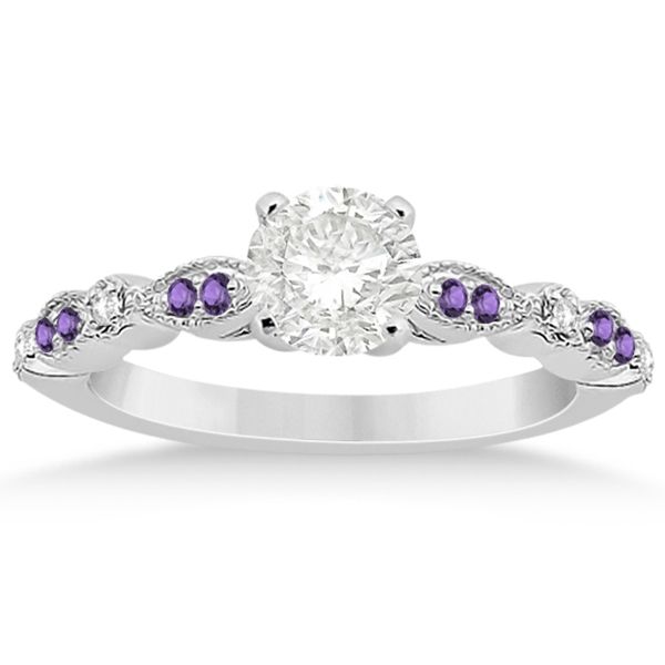 Marquise & Dot Diamond Amethyst Engagement Ring 14k White Gold  (View 9 of 25)