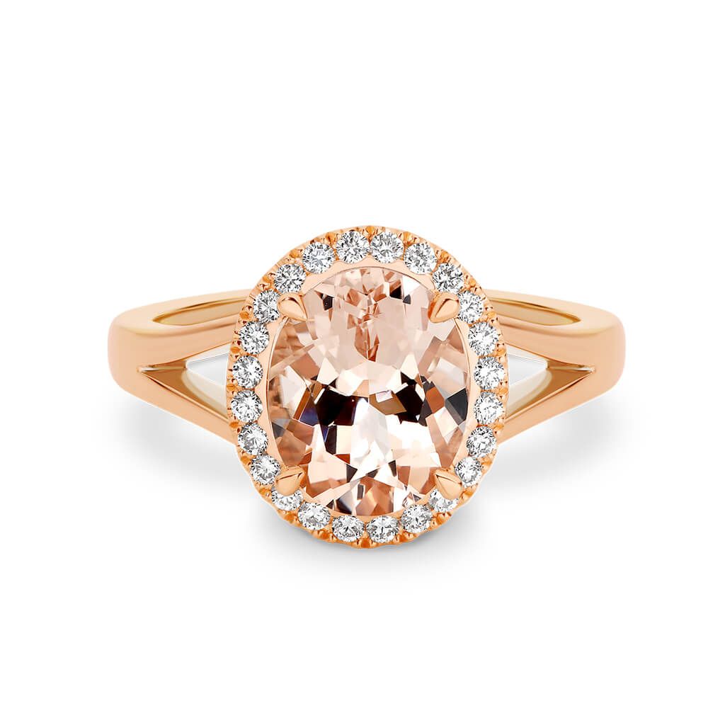 Morganite And Diamond Precious Halo Engagement Ring – A2367 With Morganite Halo Rings (View 10 of 25)
