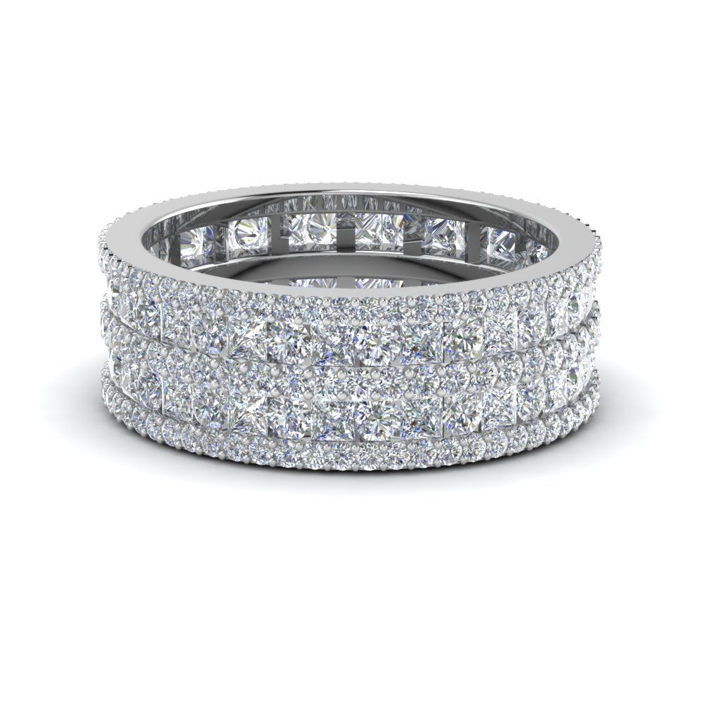 Multi Row Diamond Eternity Ring (3 Ctw) In 18k White Gold | Fascinating  Diamonds Within Triple Row Eternity Rings (View 17 of 25)