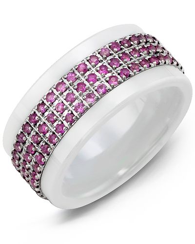 Natural Pink Sapphires Carats Set In 14k White Gold Stackable Ring Wedding  Band With Carats Diamonds | Pink Diamond Band White Gold | Dedea.gov (View 23 of 25)