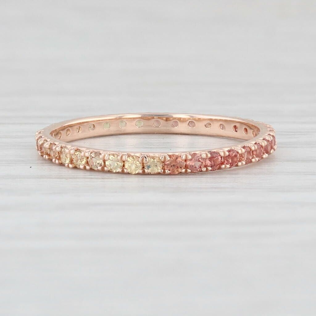 New 0.70ctw Orange Sapphire Eternity Ring 14k Rose Gold Size  (View 8 of 25)