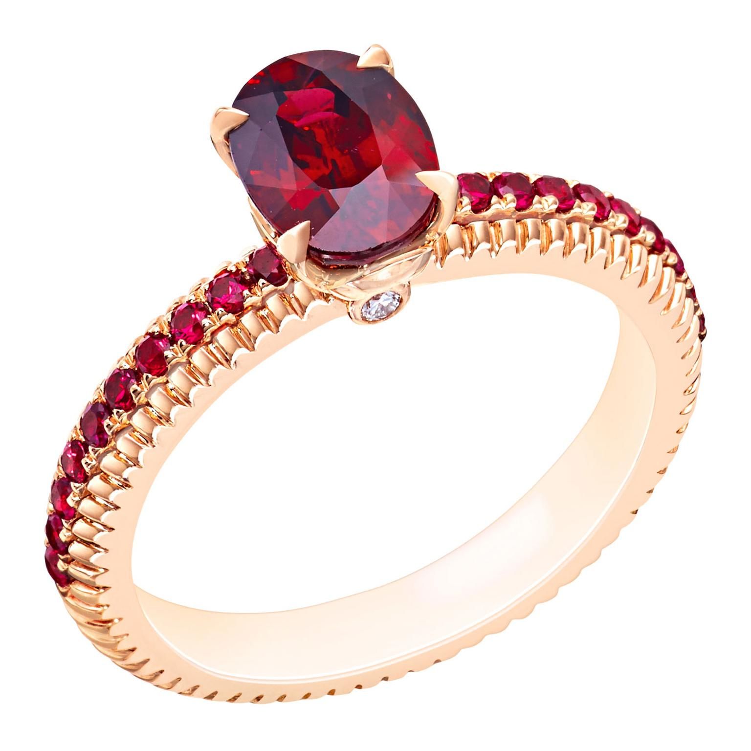 Non Diamond Engagement Rings: A Break From Tradition | The Jewellery Editor In Ruby Delicate Halo Rings (View 22 of 25)