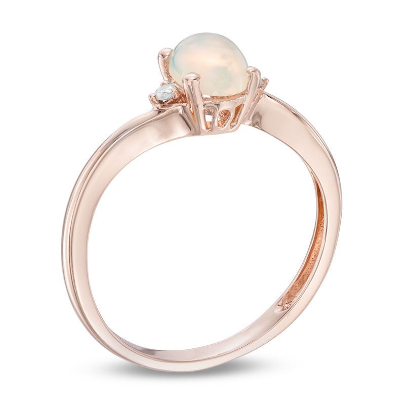 Oval Opal And Diamond Accent Bypass Ring In 10k Rose Gold | Peoples  Jewellers Throughout Oval Opal Rings With Diamond Side Accents (View 3 of 25)