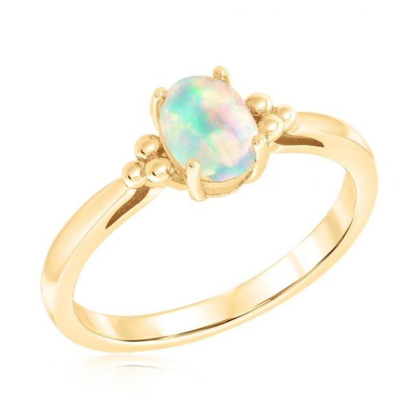 Oval Opal Yellow Gold Ring | Reeds Jewelers For Oval Opal Rings With Diamond Side Accents (View 20 of 25)