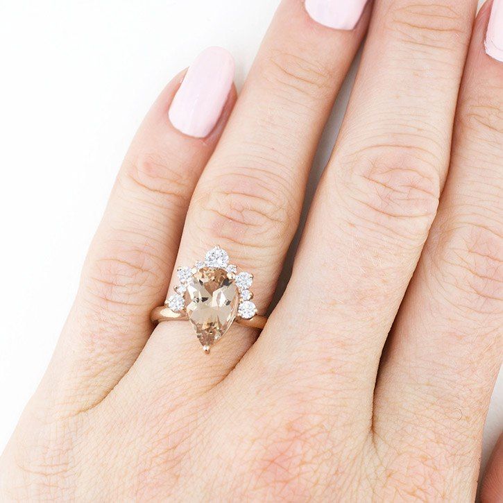Pear Morganite Engagement Ring | Custom Engagement Rings Intended For Morganite Halo Rings (View 20 of 25)