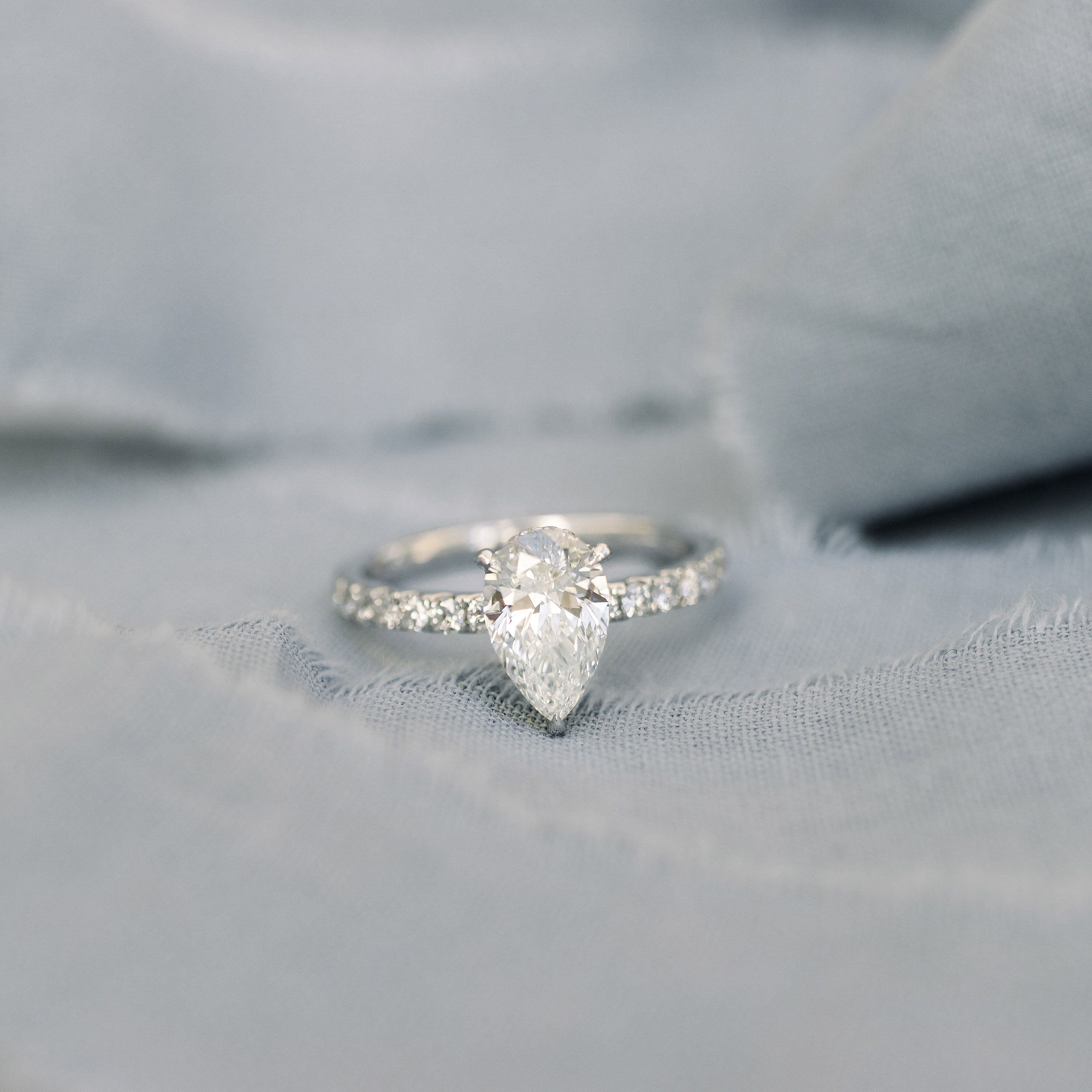 Pear Petite Pavé Setting | Custom Lab Diamond Engagement Ring For Petite Pear Shape Diamond Rings With Pave (View 7 of 25)