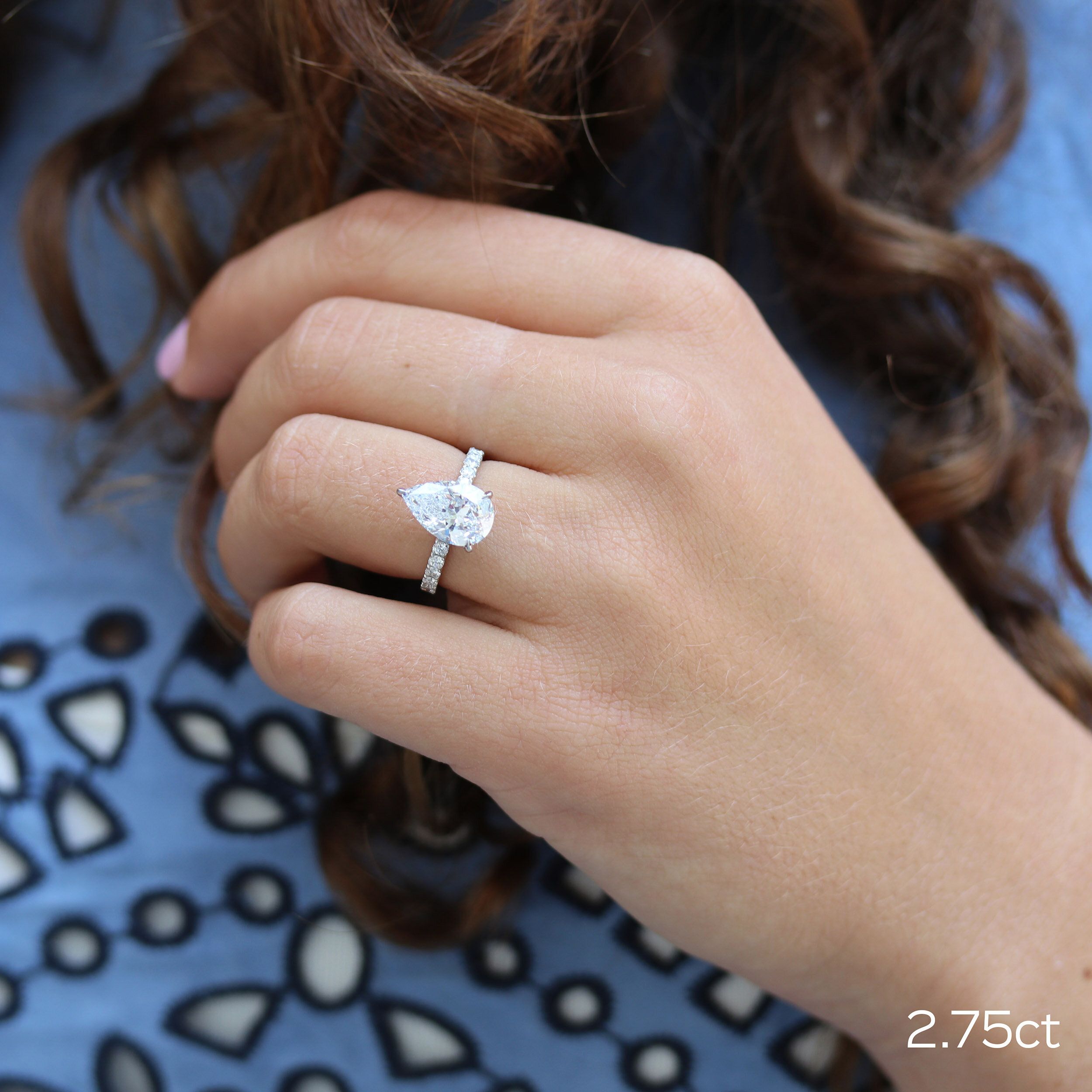 Pear Petite Pavé Setting | Custom Lab Diamond Engagement Ring Inside Petite Pear Shape Diamond Rings With Pave (View 5 of 25)