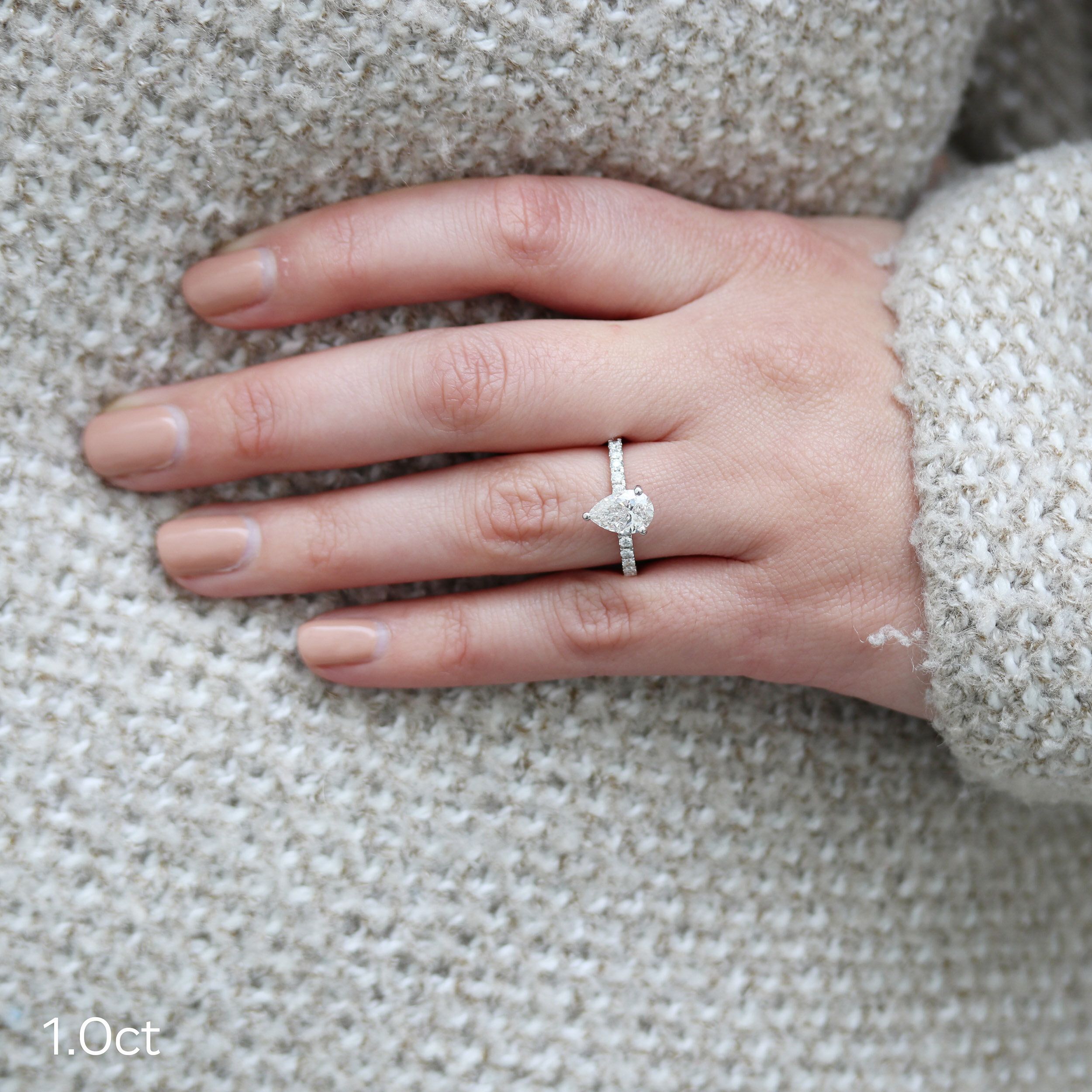 Pear Petite Pavé Setting | Custom Lab Diamond Engagement Ring Intended For Petite Pear Shape Diamond Rings With Pave (View 1 of 25)