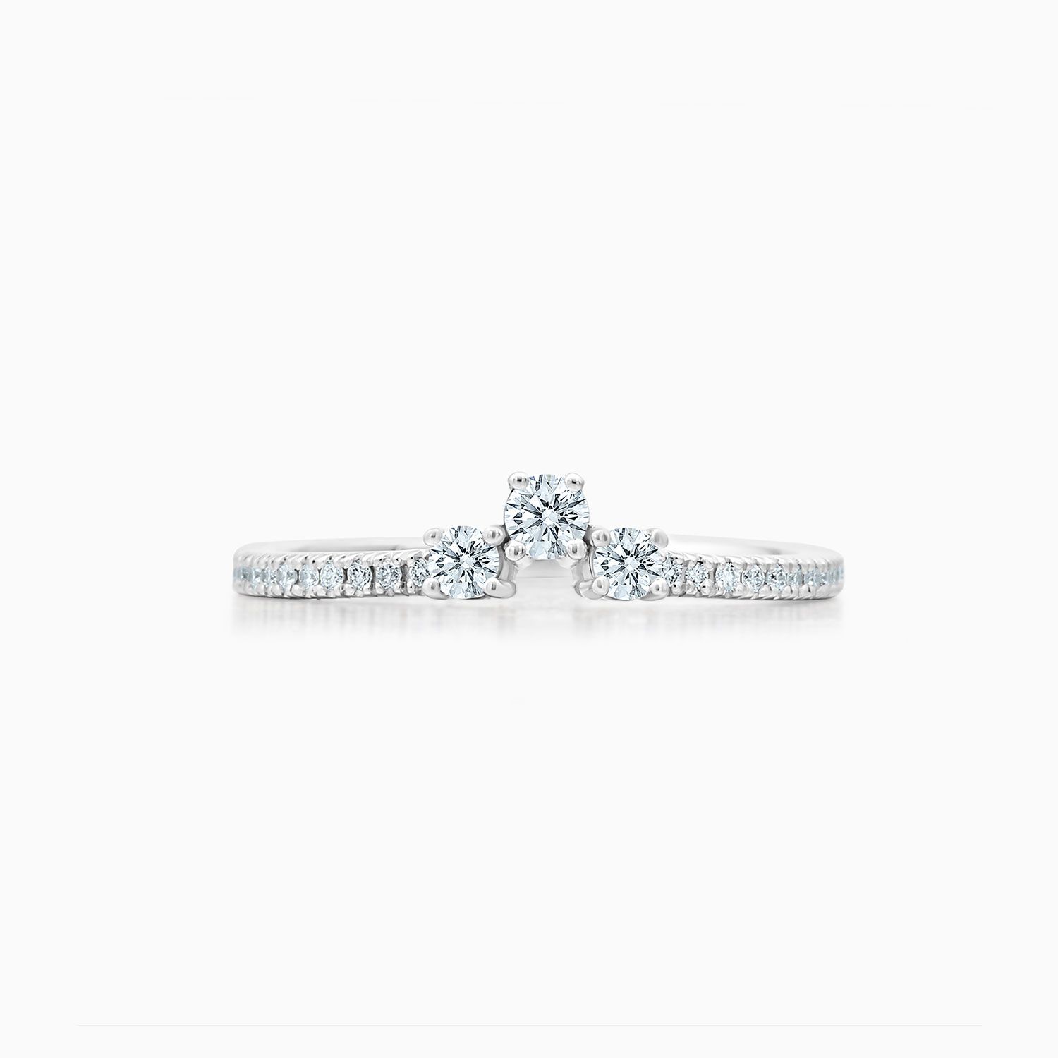 Petite 3 Diamonds Ring With Pave – Maidor Pertaining To Petite 3 Diamonds Rings With Pave (View 22 of 25)