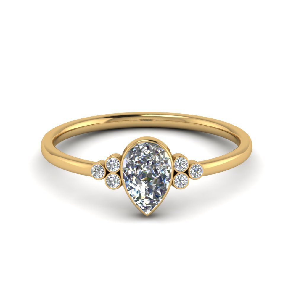 Petite Bezel Set Pear Shaped Lab Diamond Engagement Ring In 14k Yellow Gold  | Fascinating Diamonds With Petite Pear Shape Diamond Rings (View 19 of 25)
