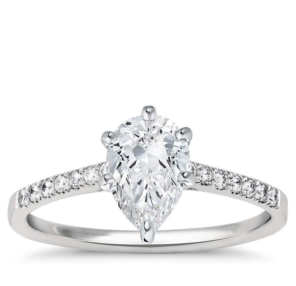 Petite Cathedral Pavé Diamond Engagement Ring In Platinum (1/6 Ct. Tw (View 22 of 25)