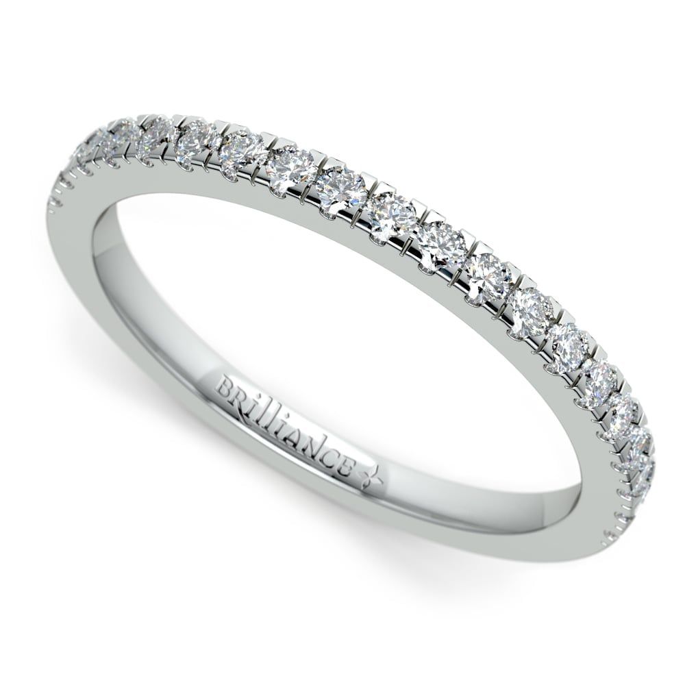 Petite Pave Diamond Wedding Ring In White Gold (1/4 Ctw) In Petite 3 Diamonds Rings With Pave (View 18 of 25)