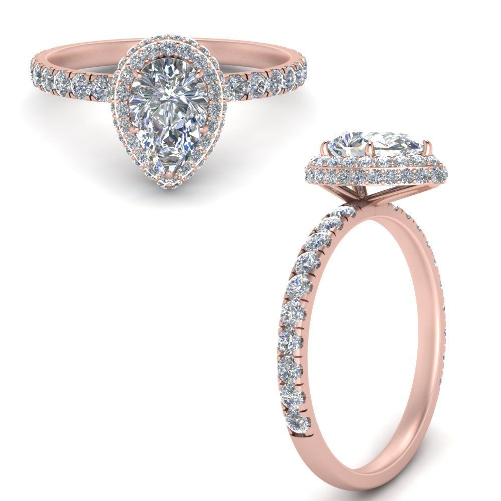 Petite Pear Shaped Under Halo Diamond Engagement Ring In 14k Rose Gold | Engagement  Rings, Fine Diamond Jewelry, Halo Diamond Engagement Ring Throughout Petite Pear Shape Diamond Rings (View 15 of 25)