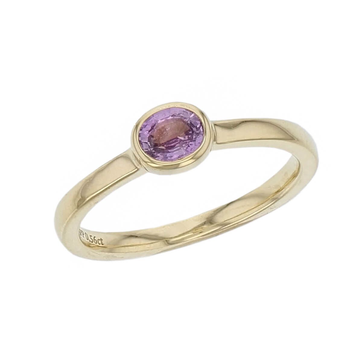 Pink Sapphire 18ct Yellow Gold Stackable Ring – Faller Within Stackable Oval Cut Pink Sapphire Rings (View 4 of 25)