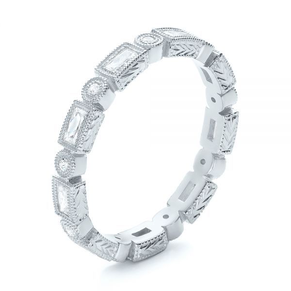 Platinum Round And Baguette Diamond Stackable Eternity Band #101944 –  Seattle Bellevue | Joseph Jewelry Intended For Round Bezel Eternity Band Rings (View 19 of 25)