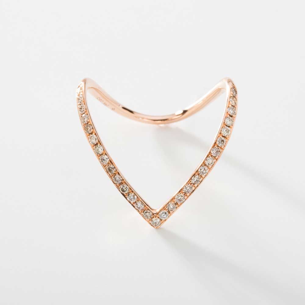 Pre  Rose Gold White Diamond Wide V Shape Ring – Christine K Jewelry Within V Shaped Rings With Diamond Pave (View 4 of 25)