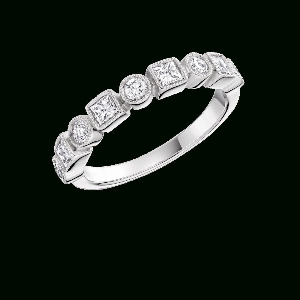 Princess Cut And Round Diamonds In A Diamond Band Pertaining To Round Bezel Eternity Band Rings (View 21 of 25)
