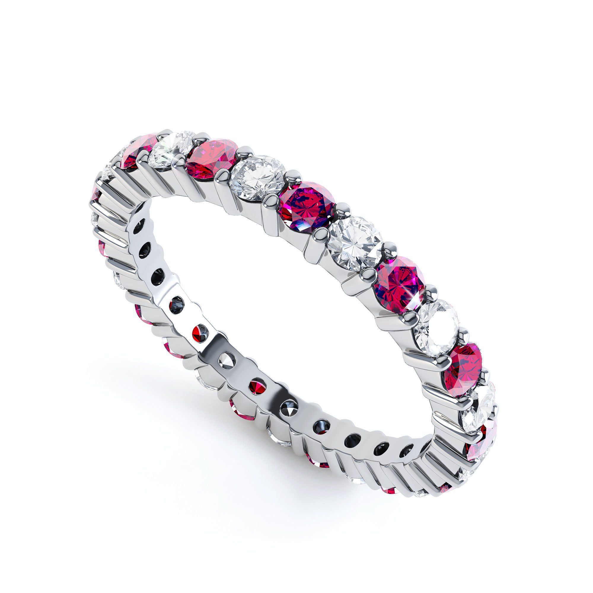 Promise Ruby And Diamond 18ct White Gold Full Eternity Ring  (View 14 of 25)