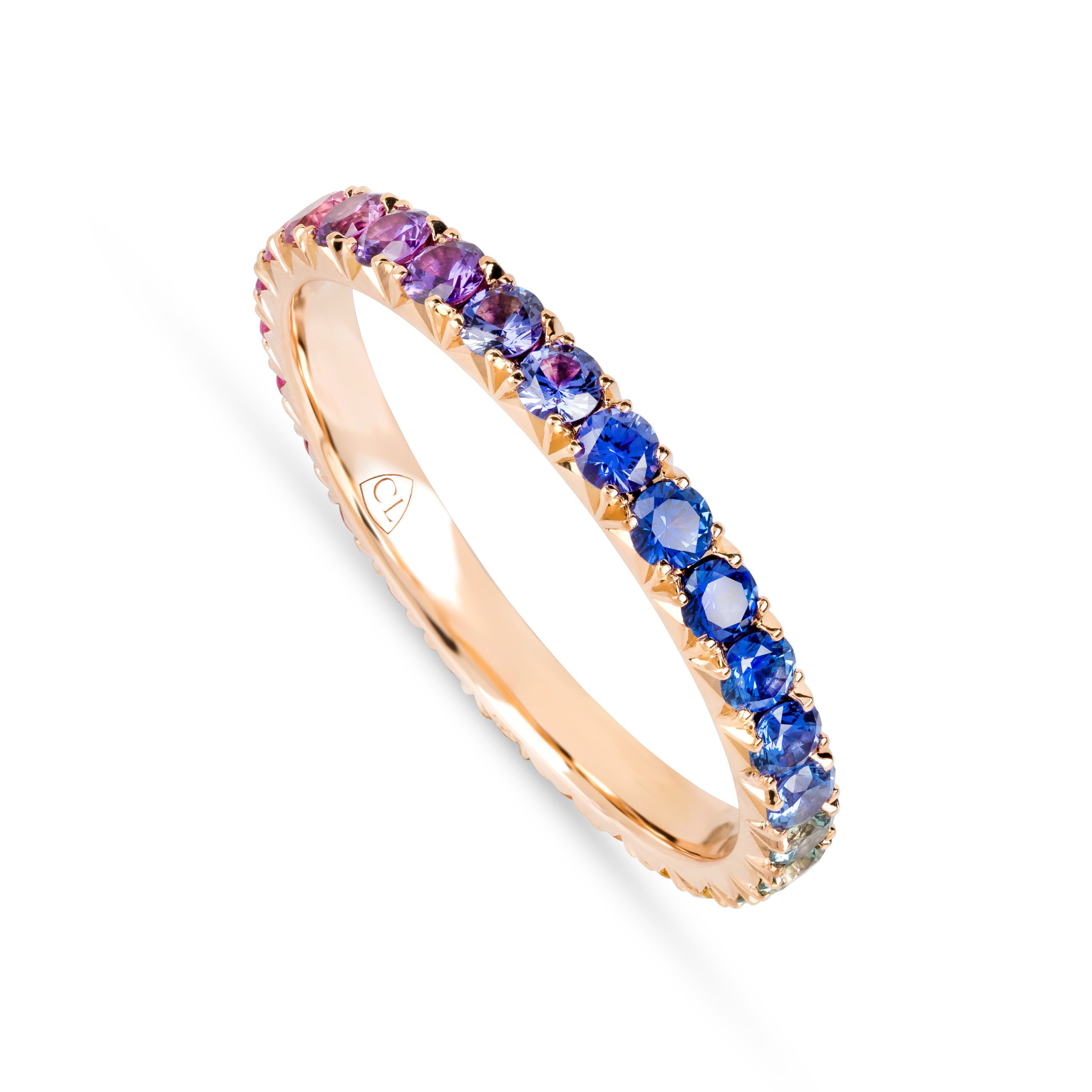 Rainbow Sapphire Eternity Band – Camille Louise Jewellery Regarding Rainbow Sapphire Stack Bands Rings (View 3 of 25)